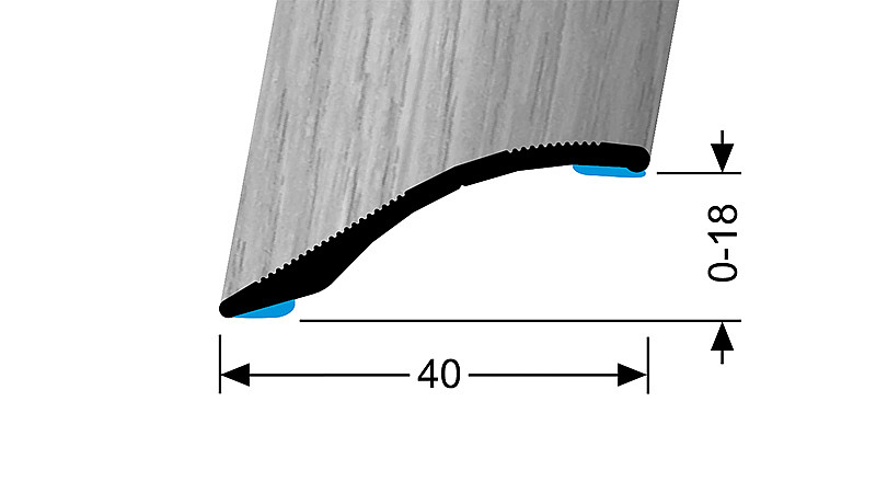 Přechodový profil 40 mm, oblý (samolepící) | nivelace 0 - 18 mm | Küberit 247 H/SK