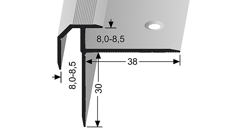 Schodový profil pro krytiny do 8,5 mm (šroubovací) | Küberit 838