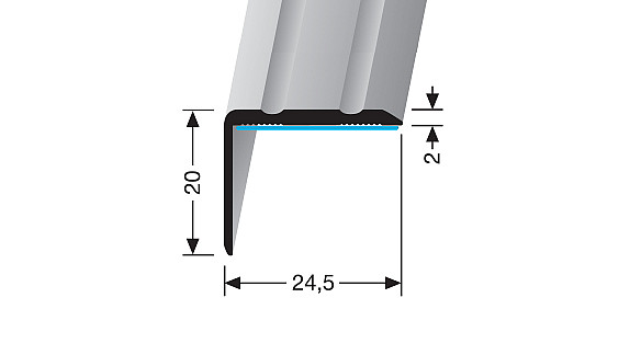 Schodový profil 24,5 x 20 mm (samolepící) | Küberit 235 SK SBS