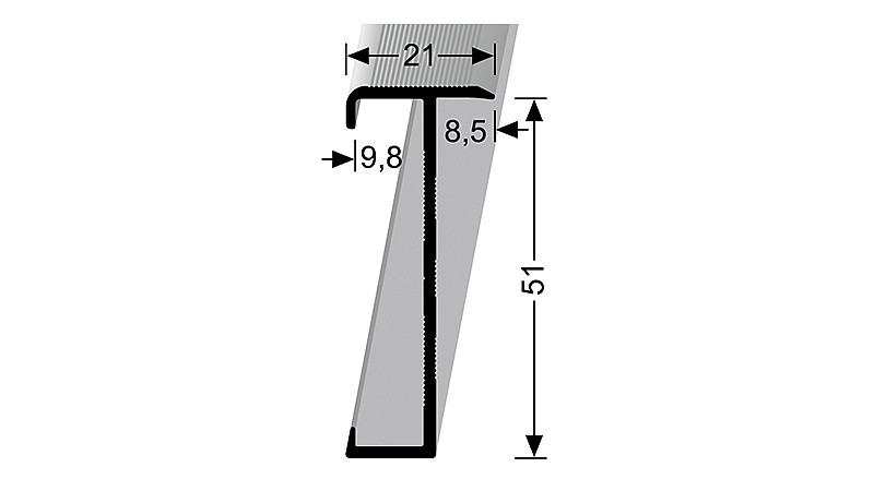 Schodový profil 21 x 51 mm pro krytiny do 9,8 mm (šroubovací) | Küberit 847