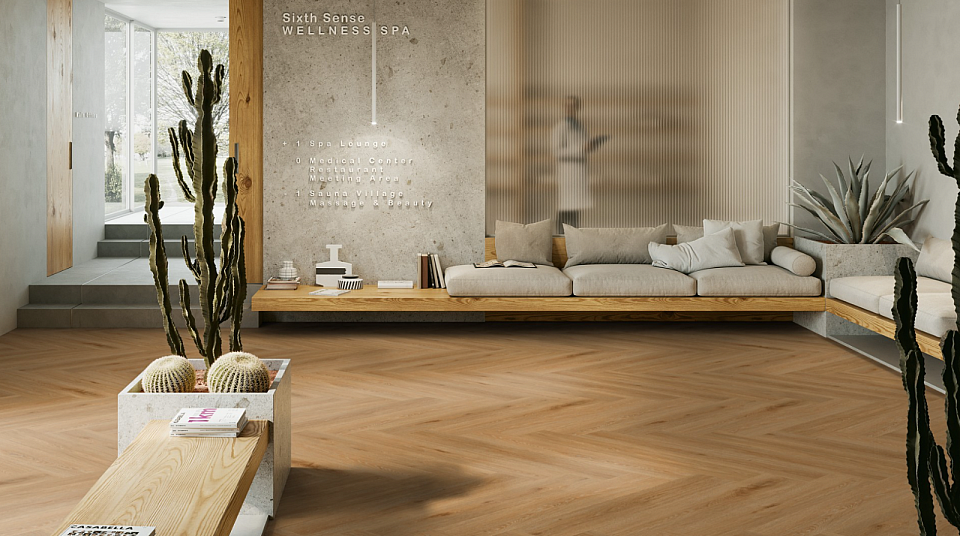 GERFLOR Creation 55 clic acoustic herringbone Aquinoah honey GERCAC55 1706