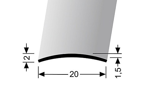 Přechodový profil 20 mm, oblý (nevrtaný) | Küberit 458 U