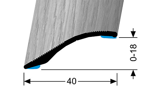 Přechodový profil 40 mm, oblý (samolepící) | nivelace 0 - 18 mm | Küberit 247 H/SK