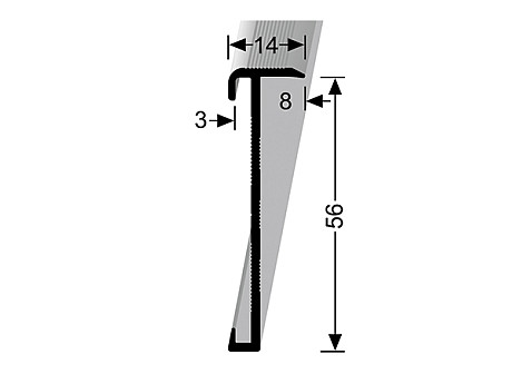 Schodový profil 14 x 56 mm pro krytiny do 3 mm (šroubovací) | Küberit 846