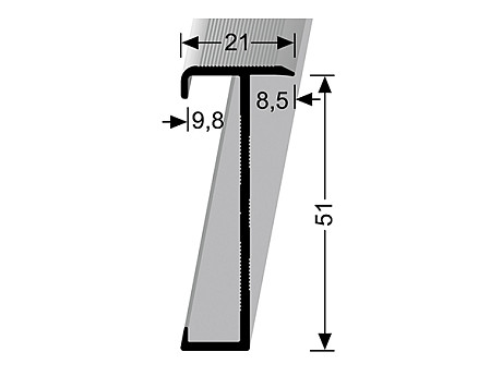 Schodový profil 21 x 51 mm pro krytiny do 9,8 mm (šroubovací) | Küberit 847