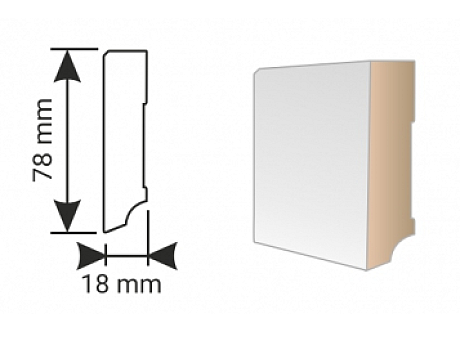 MDF lišta KP 80 F rovná hrana 00088