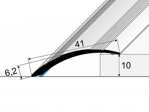 Přechodový profil 41 mm, oblý (samolepící) | nivelace 0 - 10 mm