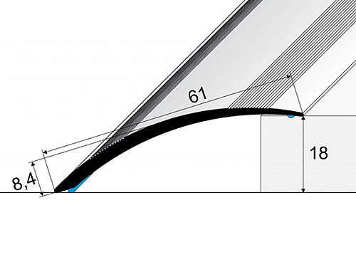 Přechodový profil 61 mm, oblý (samolepící) | nivelace 0 - 18 mm