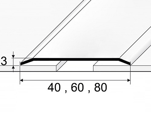 Přechodový profil 40, 60, 80 mm, plochý (nevrtaný)
