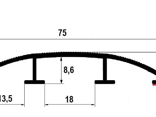 Přechodový profil 75 mm, oblý (samolepící) | pro vedení kabelů
