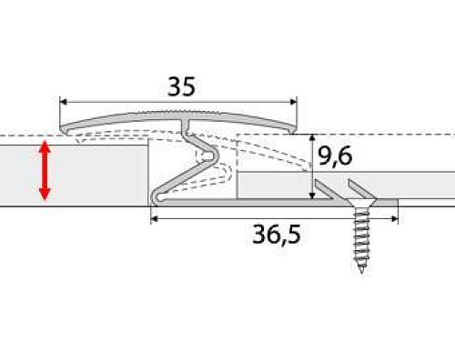Přechodový spojovací profil 35 mm pro krytiny do 10 mm, oblý (šroubovací)