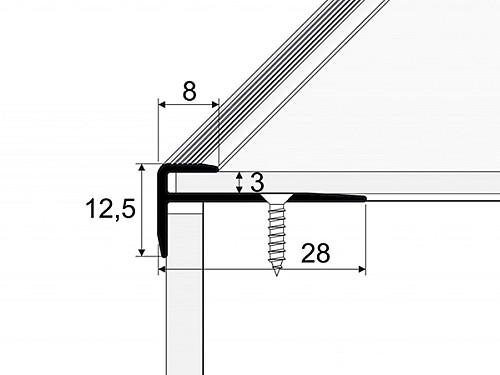 Schodový profil 8 mm pro krytiny do 3 mm (šroubovací)