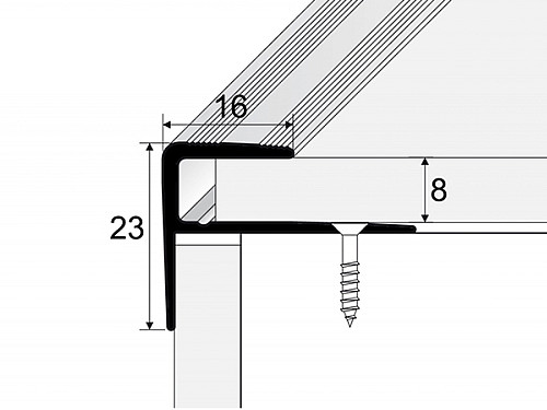 Schodový profil 16 mm pro krytiny do 8 mm (šroubovací)