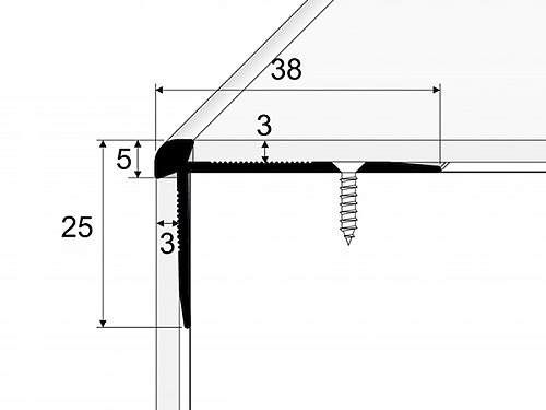 Schodový profil pro krytiny do 3 mm (šroubovací)
