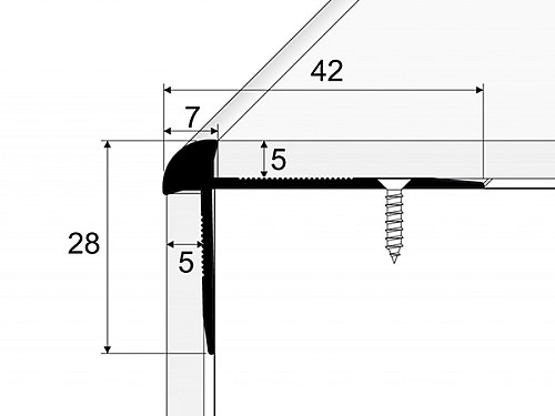 Schodový profil pro krytiny do 5 mm (šroubovací)