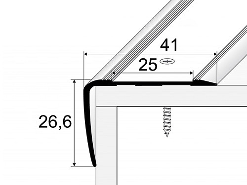 Schodový profil 41 x 27 mm s protiskluznou páskou (šroubovací)