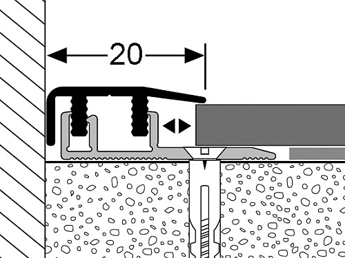 Ukončovací profil 20 mm pro krytiny do 7,5 mm (narážecí / šroubovací) | nivelace  4 - 12 mm