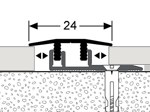 Přechodový profil 24 mm pro krytiny do 7,5 mm (narážecí / šroubovací) | nivelace  4 - 12 mm