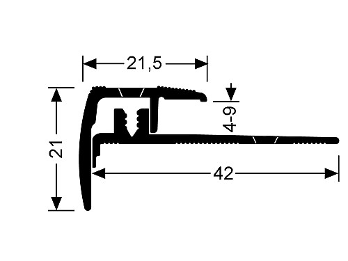 Schodový profil 21,5 x 21 mm pro krytiny do 9 mm (narážecí / šroubovací)